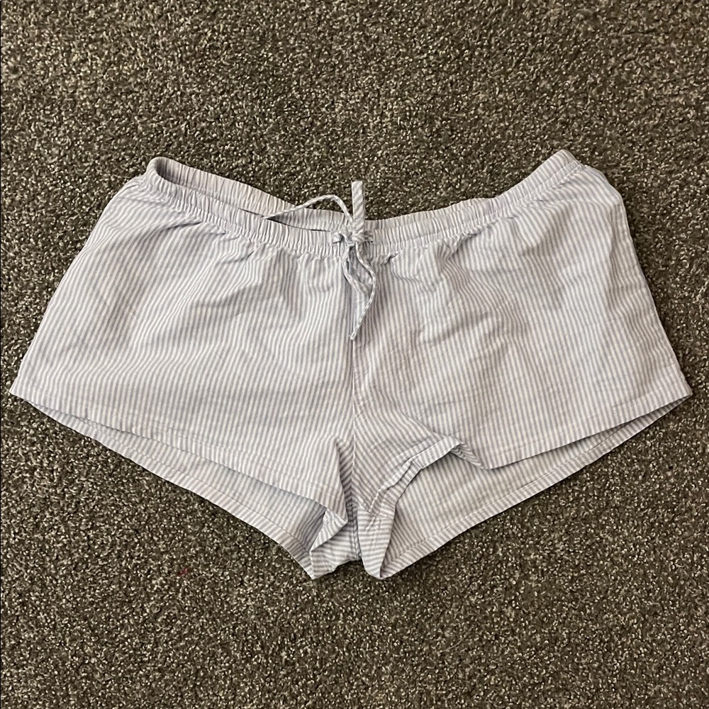 Brandy Melville Light Blue & White Striped Lounge Shorts